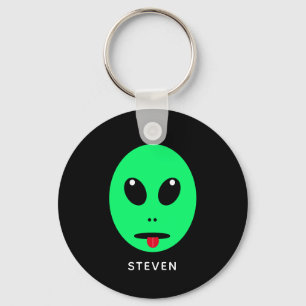 Porte-clés Espace amusant Alien noir vert personnalisé