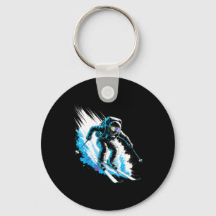 Porte-clés Espace ski sport d'hiver skieur drôle ski astronau