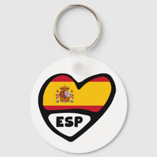 Porte-clés Espagne Code Pays Drapeau Clavier Coeur, ESP