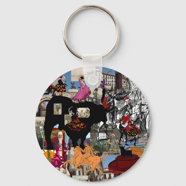 Porte-clés Espagne collage de cadeaux culturels espagnols (Recto)