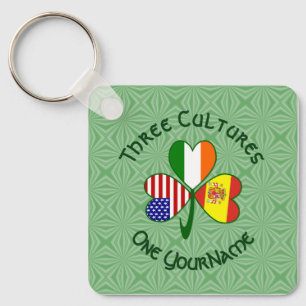 Porte-clés Espagne Irlande USA Drapeaux Shamrock Votre nom