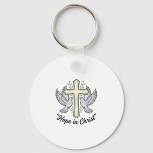 Porte-clés Espoir en Christ Colombe Croix Design Chrétien Vin