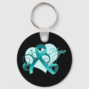 Porte-clés Espoir floral de ruban - ruban turquoise