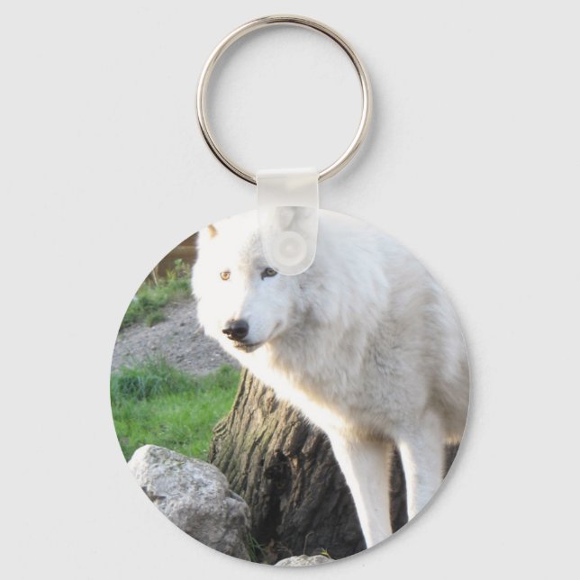 Porte-clés Esprit de loup albinos blanc - Cadeaux theriens (Recto)