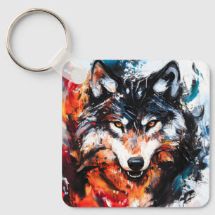 Porte-clés Esprit de loup sauvage abstrait