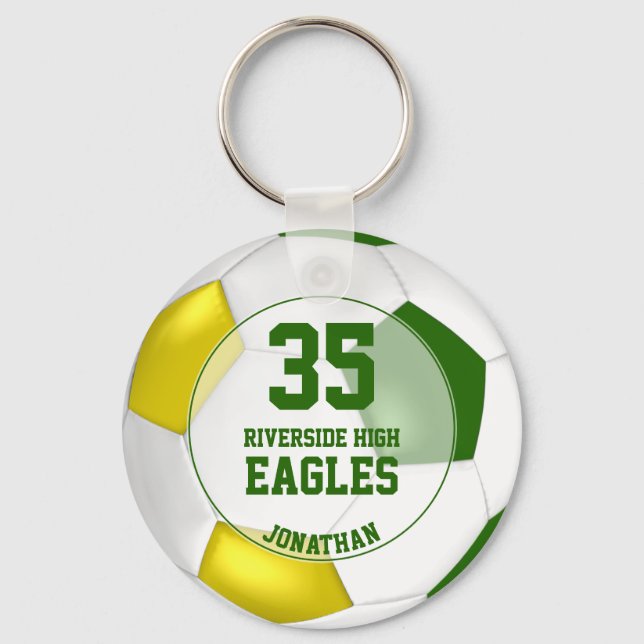 Porte-clés esprit d'équipe de football enfant jaune vert (Recto)
