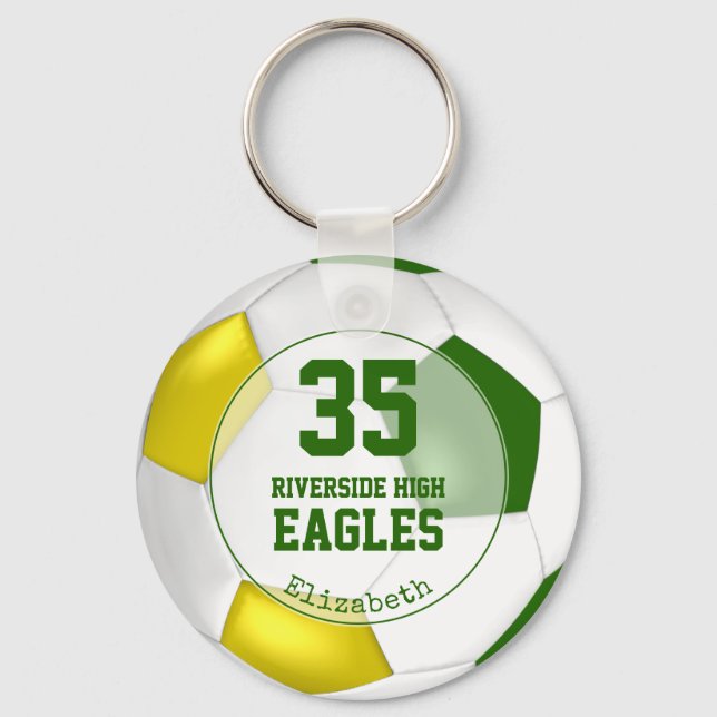Porte-clés esprit d'équipe de football enfant jaune vert (Recto)