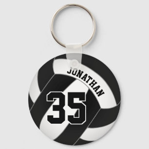 Porte-clés esprit d'équipe de volley-ball noir et blanc