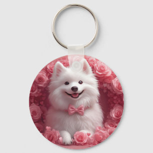 Porte-clés Esquimau américain avec des roses - Saint-Valentin