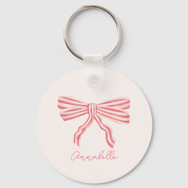 Porte-clés esthétique coquette à ruban rose (Recto)