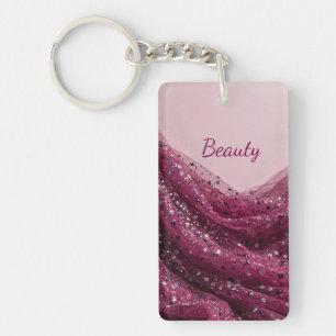 Porte-clés esthétique glamour magenta scintillant