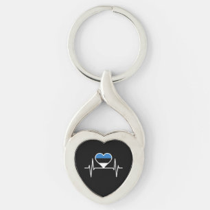 Porte-clés Estonie Heartbeat Estonie Drapeau