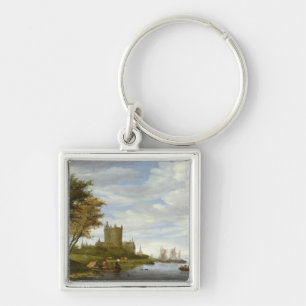 Porte-clés Estuaire de rivière avec un château