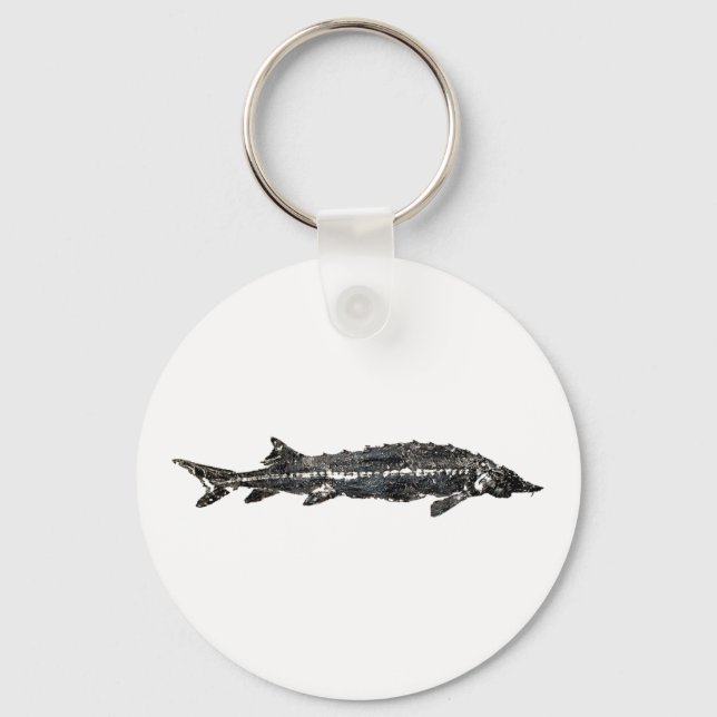 Porte-clés Esturgeon blanc Gyotaku-40-Élément (Recto)