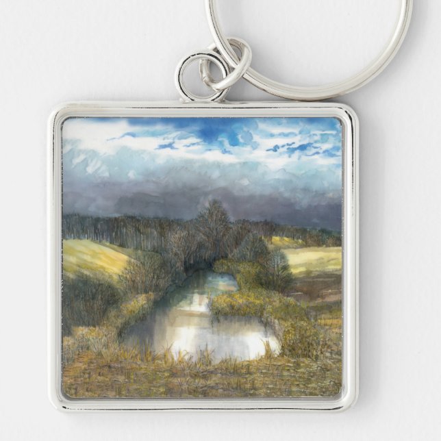 Porte-clés étang d'automne (Devant)