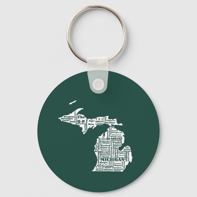Porte-clés État vert des villes du Michigan (Recto)