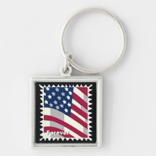 PORTE-CLÉS ÉTATS-UNIS D'AMÉRIQUE DRAPEAU FOREVER STAMP