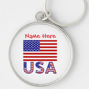 Porte-clés États-Unis d'Amérique USA Rond Personnalisé