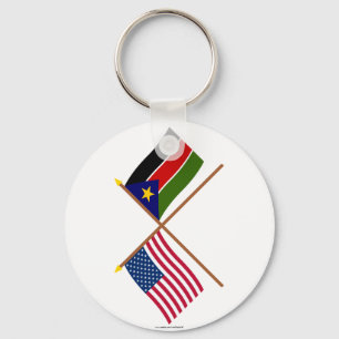 Porte-clés États-Unis et Sud-Soudan Drapeaux croisés