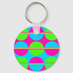 Porte-clés Été Lime Vert Hot rose Turquoise Cercles rayures
