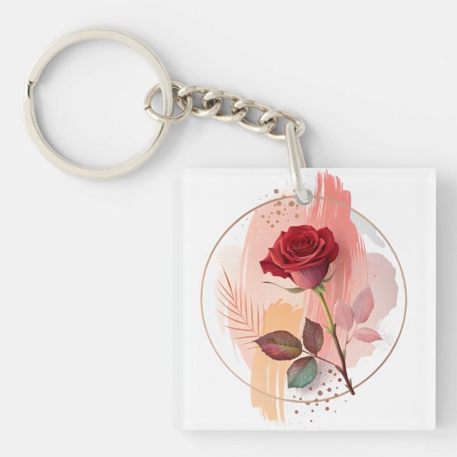 Porte-clés Eternal Blush: A Modern Rose in Abstract Harmony (Devant)