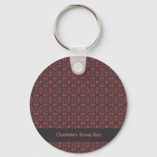 Porte-clés Ethnic Boho Antique Motif Brown rose rouge