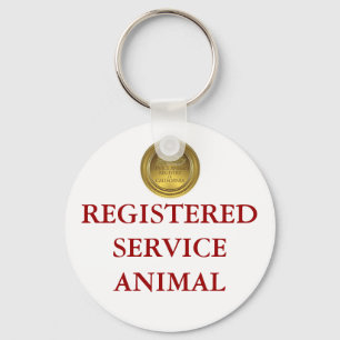 Porte-clés Étiquette d'animal de service enregistré
