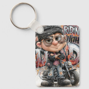 Porte-clés Étiquette de biker papa chopper
