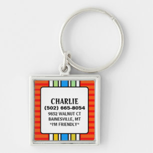 Porte-clés Étiquette d'identification de chien - rouge avec
