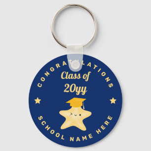 Porte-clés Étoile de graduation Royal Blue et Gold moderne