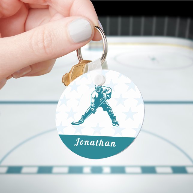 Porte-clés Étoile du joueur de hockey sur glace Nom personnal (Créateur téléchargé)