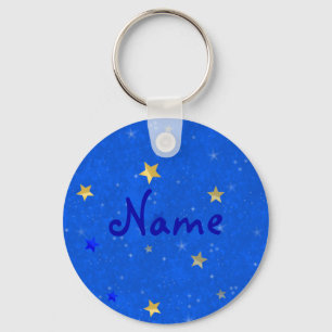 Porte-clés Étoiles d'or de ciel bleu