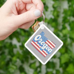 Porte-clés Etoiles et rayures rétro Oregon Silhouette