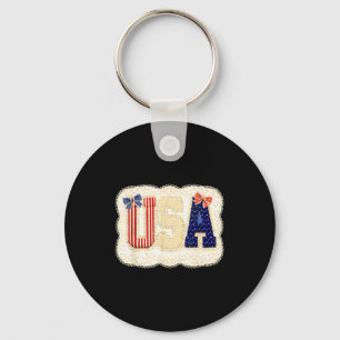 Porte-clés Étoiles rayures patchwork dentelle vintage patriot