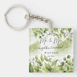 Porte-clés Eucalyptus Verdure Blush Moderne Script tendance