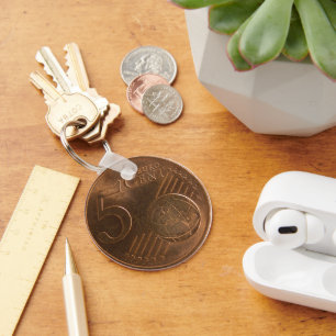 Porte-clés Euro 5 Cent pièce d'argent