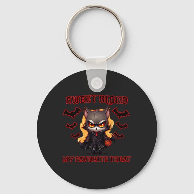 Porte-clés Evil Vampire Chat Halloween Citrouille Chat Éffray (Recto)