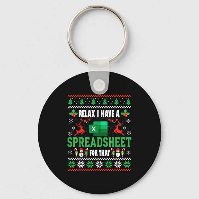 Porte-clés Excel Ugly Christmas Sweater I Have A Spreadsheet  (Recto)
