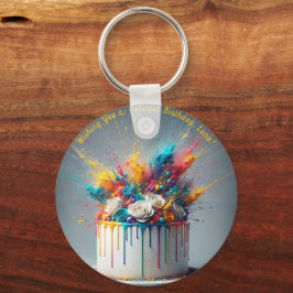 Porte-clés Explosion de joie - Joyeux gâteau d'anniversaire