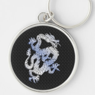 Porte-clés Expression Dragon sur la peau de serpent noir Impr