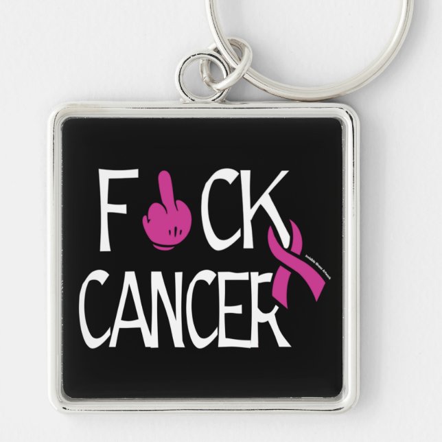 Porte-clés F#CK CANCER...Cancer du sein (Devant)