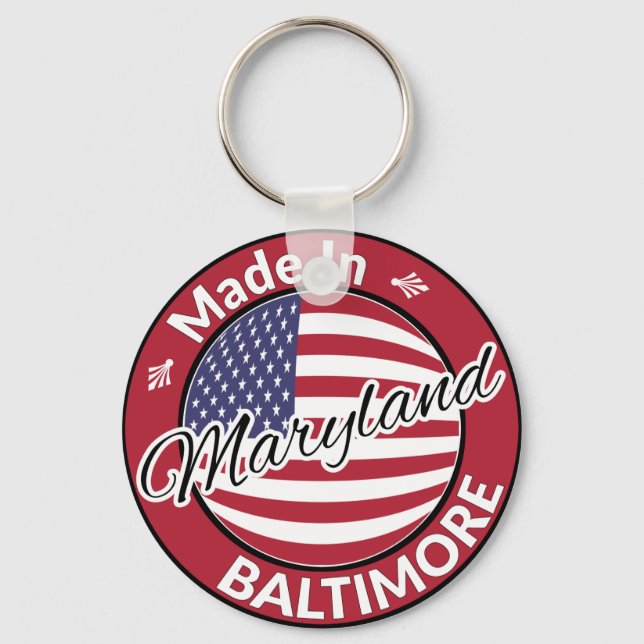 Porte-clés Fabriqué à Baltimore Maryland USA Drapeau (Recto)