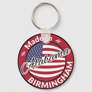 Porte-clés Fabriqué à Birmingham Alabama Drapeau des étoiles 