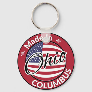 Porte-clés Fabriqué à Columbus Ohio États-Unis Drapeau
