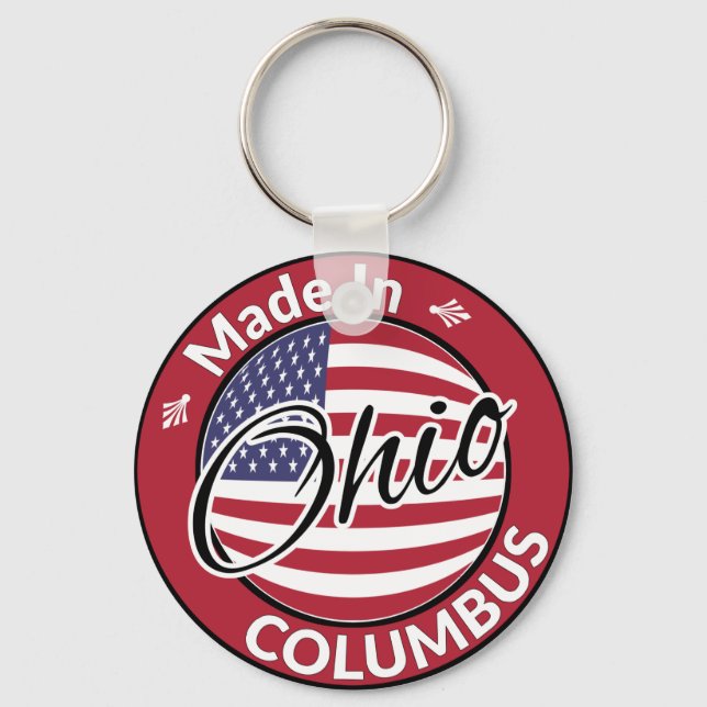 Porte-clés Fabriqué à Columbus Ohio États-Unis Drapeau (Recto)