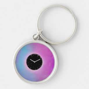 Porte-clés Face d'horloge noire surréaliste