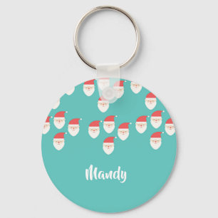 Porte-clés Face du Père Noël en bleu