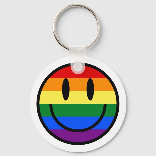 Porte-clés Face souriante arc-en-ciel (Recto)