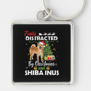 Porte-clés Facilement distrait par cadeau de Noël shiba inu c