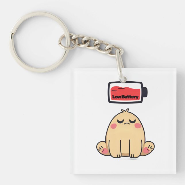 Porte-clés Faible humeur de batterie - Drôle Doodle comique (Devant)